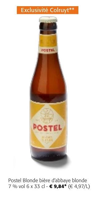 Promoties Postel blonde bière d`abbaye blonde - Postel - Geldig van 24/04/2024 tot 07/05/2024 bij Colruyt