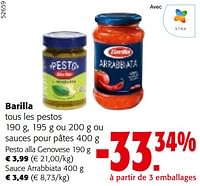 Promotions Barilla tous les pestos ou sauces pour pâtes - Barilla - Valide de 24/04/2024 à 07/05/2024 chez Colruyt
