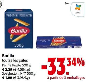 Promotions Barilla toutes les pâtes - Barilla - Valide de 24/04/2024 à 07/05/2024 chez Colruyt