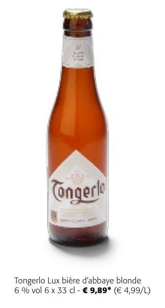 Promoties Tongerlo lux bière d`abbaye blonde - Tongerlo - Geldig van 24/04/2024 tot 07/05/2024 bij Colruyt