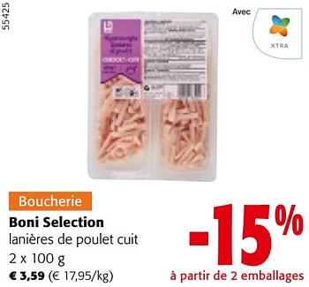 Promotions Boni selection lanières de poulet cuit - Boni - Valide de 24/04/2024 à 07/05/2024 chez Colruyt