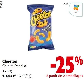 Promoties Cheetos chipito paprika - Cheetos  - Geldig van 24/04/2024 tot 07/05/2024 bij Colruyt