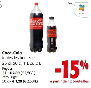Promotions Coca-cola toutes les bouteilles - Coca Cola - Valide de 24/04/2024 à 07/05/2024 chez Colruyt