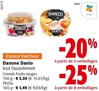Promotions Danone danio tout l’assortiment - Danone - Valide de 24/04/2024 à 07/05/2024 chez Colruyt