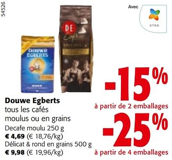 Promoties Douwe egberts tous les cafés moulus ou en grains - Douwe Egberts - Geldig van 24/04/2024 tot 07/05/2024 bij Colruyt