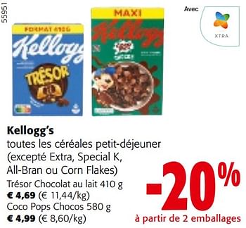 Promoties Kellogg’s toutes les céréales petit-déjeuner - Kellogg's - Geldig van 24/04/2024 tot 07/05/2024 bij Colruyt