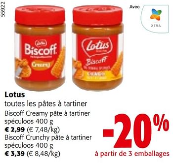 Promoties Lotus toutes les pâtes à tartiner - Lotus Bakeries - Geldig van 24/04/2024 tot 07/05/2024 bij Colruyt