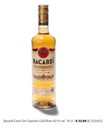 Promotions Bacardí carta oro superior gold rum - Bacardi - Valide de 24/04/2024 à 07/05/2024 chez Colruyt