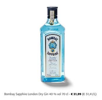 Promoties Bombay sapphire london dry gin - Bombay - Geldig van 24/04/2024 tot 07/05/2024 bij Colruyt
