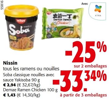 Promoties Nissin tous les ramens ou nouilles - Nissin - Geldig van 24/04/2024 tot 07/05/2024 bij Colruyt