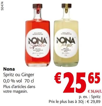 Promotions Nona spritz ou ginger - Nona - Valide de 24/04/2024 à 07/05/2024 chez Colruyt