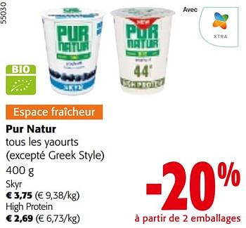 Promotions Pur natur tous les yaourts - Pur Natur - Valide de 24/04/2024 à 07/05/2024 chez Colruyt