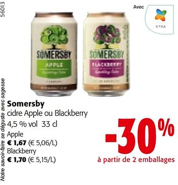 Promotions Somersby cidre apple ou blackberry - Somersby - Valide de 24/04/2024 à 07/05/2024 chez Colruyt