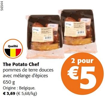 Promoties The potato chef pommes de terre douces avec mélange d’épices - The Potato Chef - Geldig van 24/04/2024 tot 07/05/2024 bij Colruyt