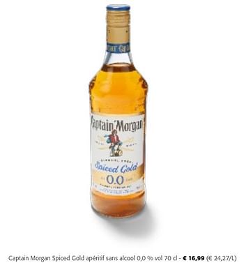 Promotions Captain morgan spiced gold apéritif sans alcool 0,0 % vol - Captain Morgan - Valide de 24/04/2024 à 07/05/2024 chez Colruyt
