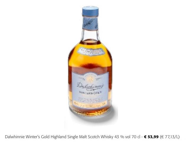 Promotions Dalwhinnie winter`s gold highland single malt scotch whisky - Dalwhinnie - Valide de 24/04/2024 à 07/05/2024 chez Colruyt