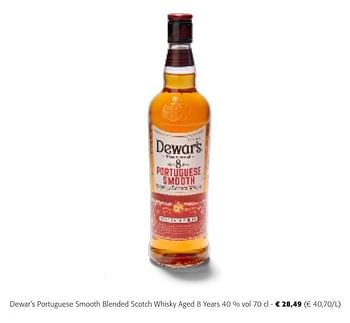 Promoties Dewar`s portuguese smooth blended scotch whisky aged 8 years - Dewar's - Geldig van 24/04/2024 tot 07/05/2024 bij Colruyt