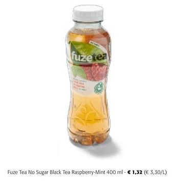 Promotions Fuze tea no sugar black tea raspberry-mint - FuzeTea - Valide de 24/04/2024 à 07/05/2024 chez Colruyt