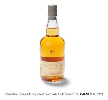 Promotions Glenkinchie 12 year old single malt scotch whisky - Glenkinchie - Valide de 24/04/2024 à 07/05/2024 chez Colruyt