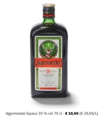 Promoties Jägermeister liqueur - Jagermeister - Geldig van 24/04/2024 tot 07/05/2024 bij Colruyt
