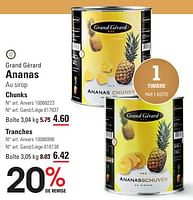 Promotions Ananas au sirop chunks - Grand Gérard - Valide de 25/04/2024 à 13/05/2024 chez Sligro