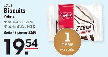 Promotions Biscuits zebra - Lotus Bakeries - Valide de 25/04/2024 à 13/05/2024 chez Sligro