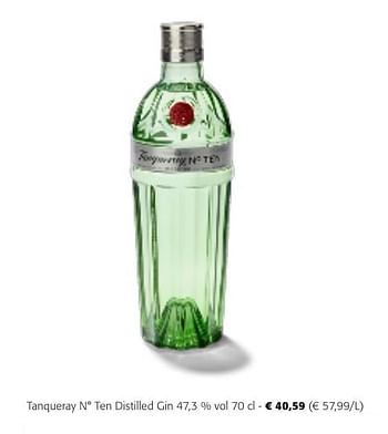 Promoties Tanqueray n° ten distilled gin - Tanqueray - Geldig van 24/04/2024 tot 07/05/2024 bij Colruyt