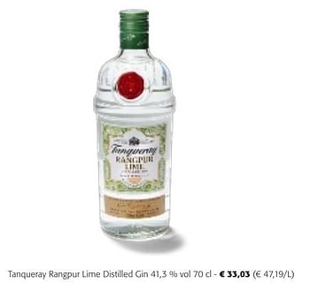 Promoties Tanqueray rangpur lime distilled gin - Tanqueray - Geldig van 24/04/2024 tot 07/05/2024 bij Colruyt
