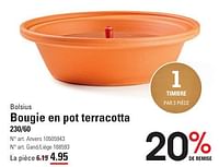 Promotions Bougie en pot terracotta - Bolsius - Valide de 25/04/2024 à 13/05/2024 chez Sligro