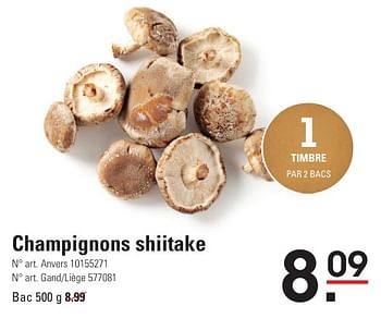 Promotions Champignons shiitake - Produit Maison - Sligro - Valide de 25/04/2024 à 13/05/2024 chez Sligro