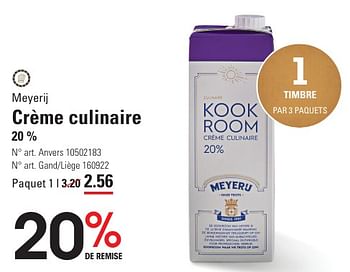 Promotions Crème culinaire - Meyerij - Valide de 25/04/2024 à 13/05/2024 chez Sligro