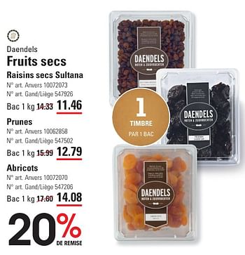 Promoties Fruits secs raisins secs sultana - Daendels - Geldig van 25/04/2024 tot 13/05/2024 bij Sligro