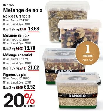 Promoties Mélange de noix noix de grenoble - Ranobo - Geldig van 25/04/2024 tot 13/05/2024 bij Sligro