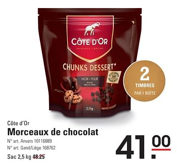 Promoties Morceaux de chocolat - Cote D'Or - Geldig van 25/04/2024 tot 13/05/2024 bij Sligro