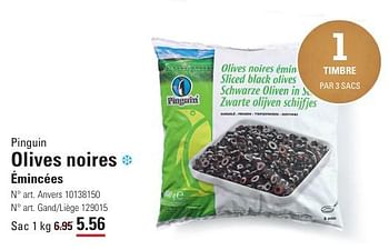 Promoties Olives noires émincées - Pinguin - Geldig van 25/04/2024 tot 13/05/2024 bij Sligro