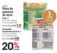 Promotions Plats de pommes de terre frites - Lutosa - Valide de 25/04/2024 à 13/05/2024 chez Sligro