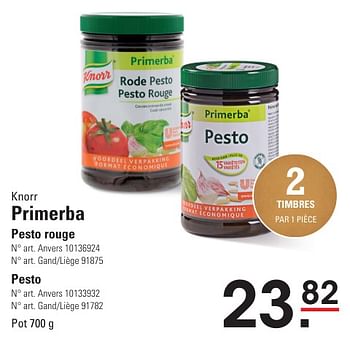 Promotions Primerba pesto rouge - Knorr - Valide de 25/04/2024 à 13/05/2024 chez Sligro