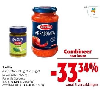 Promotions Barilla alle pesto`s of pastasauzen - Barilla - Valide de 24/04/2024 à 07/05/2024 chez Colruyt