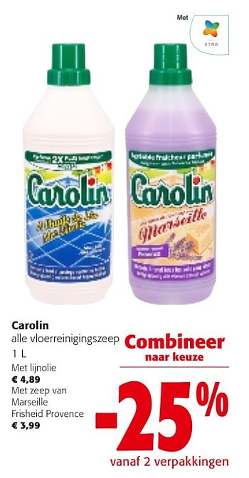 Promoties Carolin alle vloerreinigingszeep - Carolin - Geldig van 24/04/2024 tot 07/05/2024 bij Colruyt