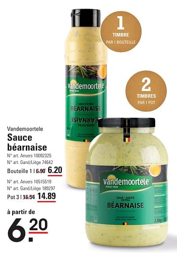 Promotions Sauce béarnaise - Vandemoortele - Valide de 25/04/2024 à 13/05/2024 chez Sligro