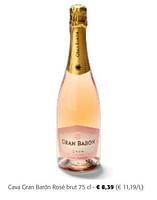 Promoties Cava gran barón rosé brut - Schuimwijnen - Geldig van 24/04/2024 tot 07/05/2024 bij Colruyt