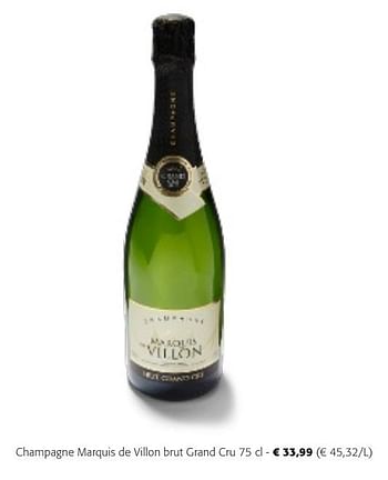 Promoties Champagne marquis de villon brut grand cru - Champagne - Geldig van 24/04/2024 tot 07/05/2024 bij Colruyt