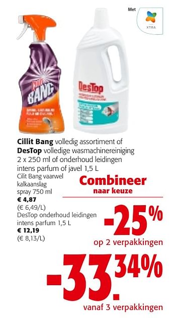 Promoties Cillit bang volledig assortiment of destop volledige wasmachinereiniging of onderhoud leidingen intens parfum of javel - Huismerk - Colruyt - Geldig van 24/04/2024 tot 07/05/2024 bij Colruyt