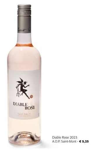 Promoties Diable rose 2023 a.o.p. saint-mont - Rosé wijnen - Geldig van 24/04/2024 tot 07/05/2024 bij Colruyt