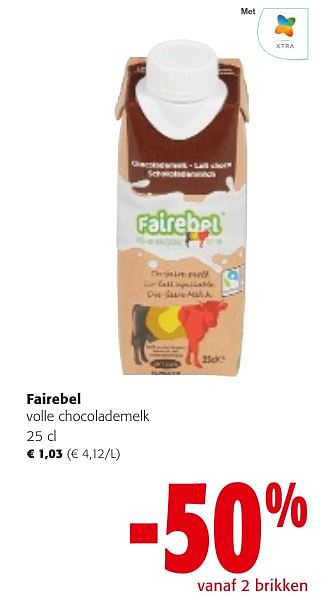 Promotions Fairebel volle chocolademelk - Fairebel - Valide de 24/04/2024 à 07/05/2024 chez Colruyt