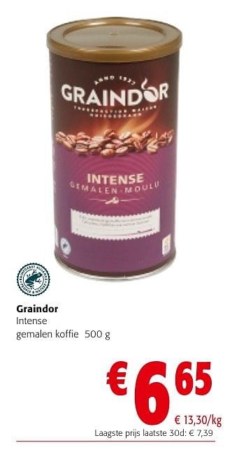 Promotions Graindor intense gemalen koffie - Graindor - Valide de 24/04/2024 à 07/05/2024 chez Colruyt