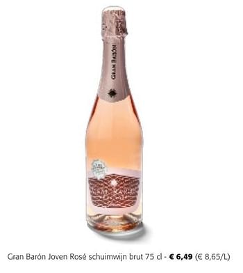 Promotions Gran barón joven rosé schuimwijn brut - Mousseux - Valide de 24/04/2024 à 07/05/2024 chez Colruyt
