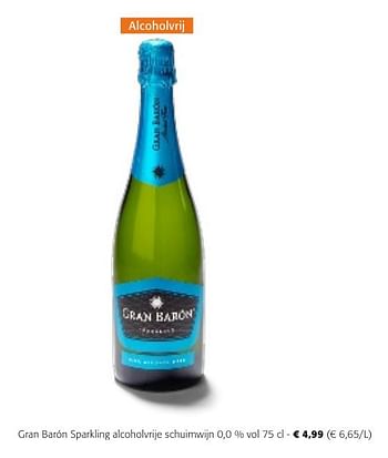 Promotions Gran barón sparkling alcoholvrije schuimwijn - Mousseux - Valide de 24/04/2024 à 07/05/2024 chez Colruyt