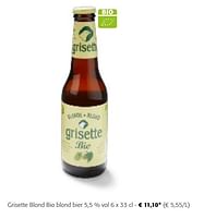 Promoties Grisette blond bio blond bier - Grisette - Geldig van 24/04/2024 tot 07/05/2024 bij Colruyt