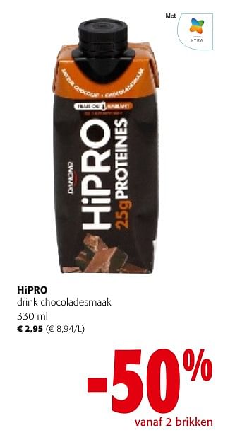 Promotions Hipro drink chocoladesmaak - Hipro - Valide de 24/04/2024 à 07/05/2024 chez Colruyt